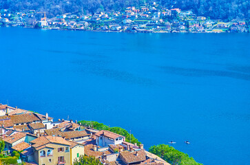 Lake Lugano between Morcote and Brusino Arsizio villages, Switzerland