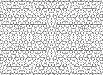 Seamless geometric ornament based on traditional islamic art. Black and white.