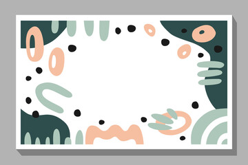 Buiseness card template with abstract flat shapes in soft colors