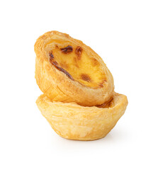 Egg tart isolated on white background with Clipping Path.