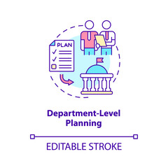 Fototapeta na wymiar Department level planning concept icon. Revenues and expenses. Budgeting process abstract idea thin line illustration. Isolated outline drawing. Editable stroke. Arial, Myriad Pro-Bold fonts used