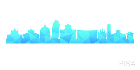 Fototapeta premium Pisa, Province of Pisa, Italy Low Poly Skyline Clip Art City Design. Geometric Polygon Graphic Horizon Icon. Vector Illustration Symbol.