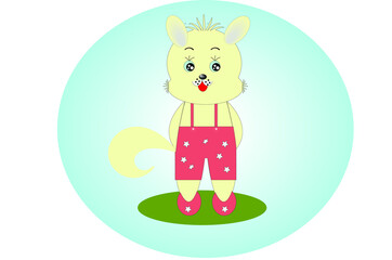 Cute bunny standing on a green lawn graphic sticker.