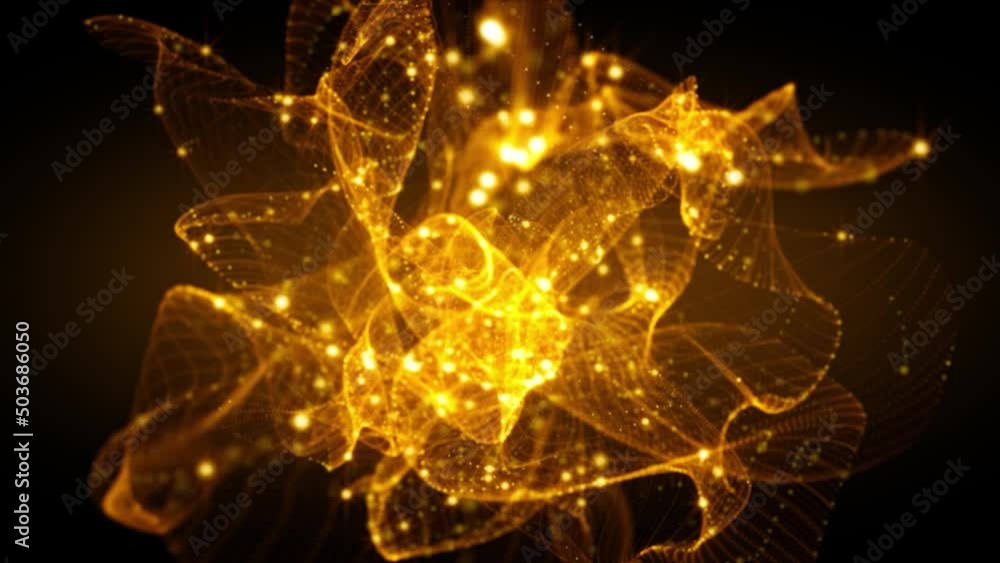 Wall mural abstract scientific fantasy background energy wave form shiny particles light projections rays loop