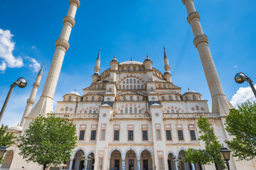 Fototapeta na wymiar Sabancı Merkez Camii (English: Sabancı Central Mosque) in Adana, Turkey. The mosque is the second largest mosque in Turkey and the landmark in the city of Adana