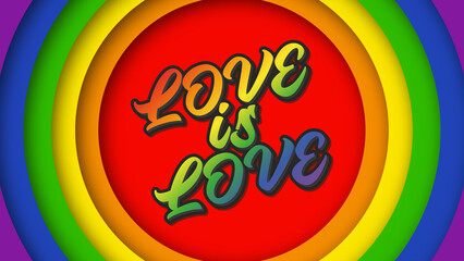 Love is love. Flyer for the upcoming pride month holiday. Rainbow concept. Vector illustration