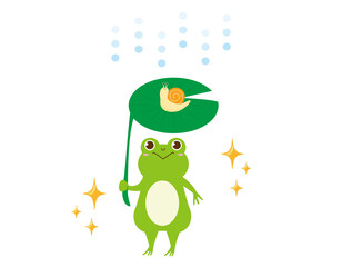 かわいいカエルとカタツムリ