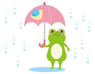 かわいいカエルとカタツムリ