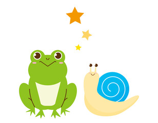かわいいカエルとカタツムリ