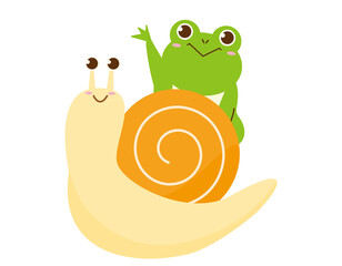 かわいいカエルとカタツムリ