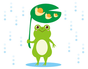 かわいいカエルとカタツムリ