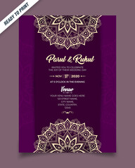 Luxury golden mandala wedding invitation card vector template