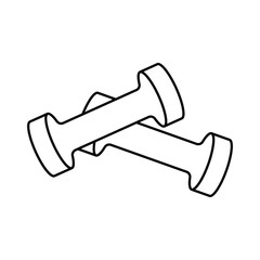 Dumbbell icon. Dumbbells for a sports hall. Two dumbbells. Vector illustration. Black linear sign