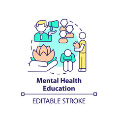 Fototapeta premium Mental health education concept icon. Mind state problem. Psychology trend at work abstract idea thin line illustration. Isolated outline drawing. Editable stroke. Arial, Myriad Pro-Bold fonts used