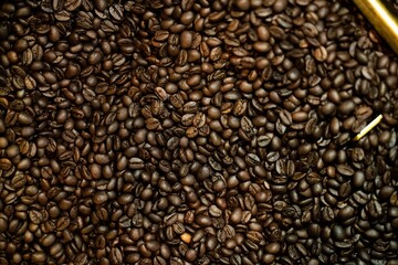 Brown Coffee beans after roasting
