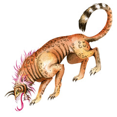 Watercolor fantastic creature, monster, weird animal