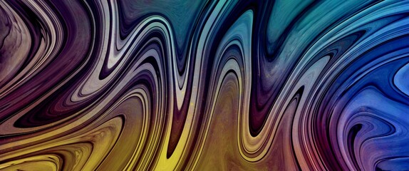 Wavy abstract background made with alcohol ink dark texture on colorful underlay, watercolour painting, luxury hand drawn art, liquid design, fluid wallpaper illustration for print book cover	
