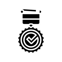 medal quality glyph icon vector. medal quality sign. isolated contour symbol black illustration