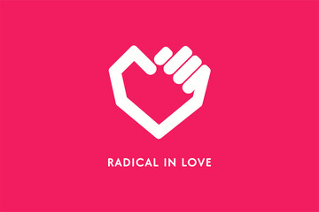 Radical in love - clenched fist in the shape of a heart
 - obrazy, fototapety, plakaty