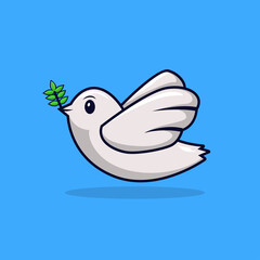 Bird with peace symbol  flat illustration vector art