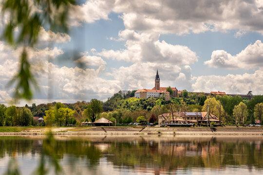 Ilok castle above the Danube river on the Croatian Serbian border in Croatia