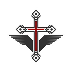 Obraz premium Christian symbol. Vector logo. Cross of Jesus Christ and wings - a symbol of the Spirit