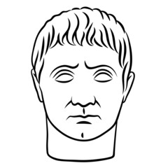 Antique Roman Man Head Full Face. Statue of Germanicus Iulius Caesar. Roman General.