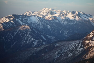 Mt. Norikura illuminated by the morning sun