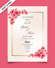 Luxury floral wedding invitation card with vector template