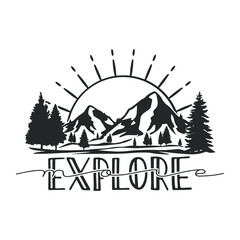 Explore More Illustration Clip Art Design Shape. Mountain Camping Silhouette Icon Vector.