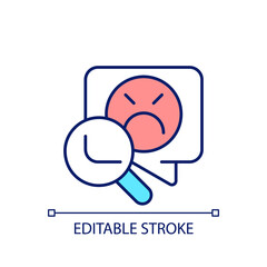 Negative comment RGB color icon. Feedback and opinion research. Social media analysis. Online interaction. Isolated vector illustration. Simple filled line drawing. Editable stroke. Arial font used