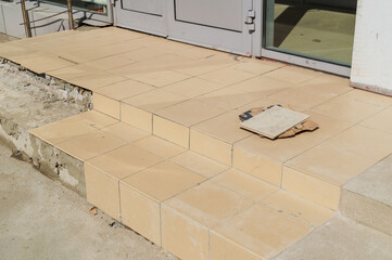 repair of tiles on the porch