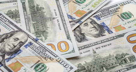 Fototapeta na wymiar Pile of American dollars isolated on white.