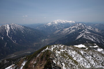 Ridge of mountains in the Northern Alps of Japan