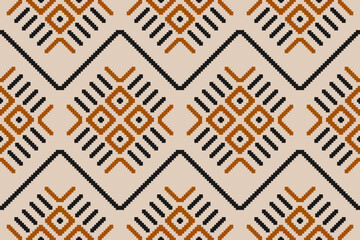 Fabric ethnic oriental pattern. Ethnic ikat seamless pattern in tribal. Design for background, wallpaper, vector illustration, fabric, clothing, carpet, textile, batik, embroidery.