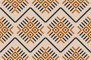 Printed kitchen splashbacks Boho Style Fabric ethnic oriental pattern. Ethnic ikat seamless pattern in tribal. Design for background, wallpaper, vector illustration, fabric, clothing, carpet, textile, batik, embroidery.
