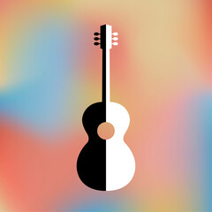 Classical guitar. Stringed musical instrument. Cover design. Vector abstract illustration on a color background.