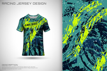 Grunge sports jersey design template for soccer game cycling racing jersey