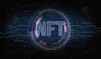 NFT Non-Fungible Token symbol digital concept 3d illustration