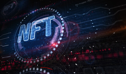 NFT Non-Fungible Token symbol digital concept 3d illustration