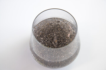 Edible chia seeds from the Salvia hispanica plant. Very healthy functional food to use in various...