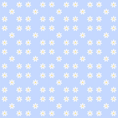 Camomile flowers pattern, flat desing element. Summer flowers seamless pattern on a blue background. Set botany illustration  wallpaper.