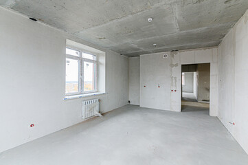 Russia, Moscow- May 21, 2020: interior apartment rough repair for self-finishing. interior...