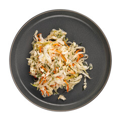 Isolated plate of sauerkraut cabbage on white background