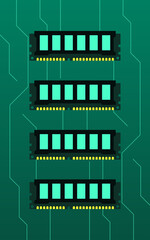 RAM. Vector illustration. Wallpaper, poster, cover. A simple flat image of memory boards.