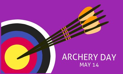 Vector graphic of world archery day for world archery day celebration. flat design. flyer design. flat illustration. May 14.