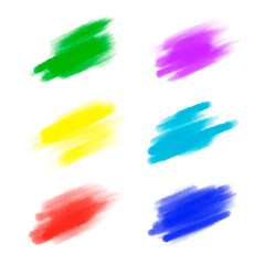 Hand drawing brush stroke. Set of black paint, ink brushes, lines. Isolated watercolor stain