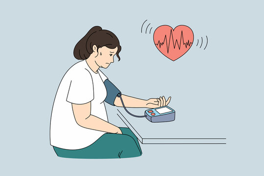 woman measuring blood pressure, red heart clip art preview
