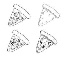 Slices of pizza in the style of lines in black and white. Fast Food