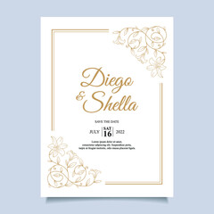 Hand drawn floral frame wedding invitation